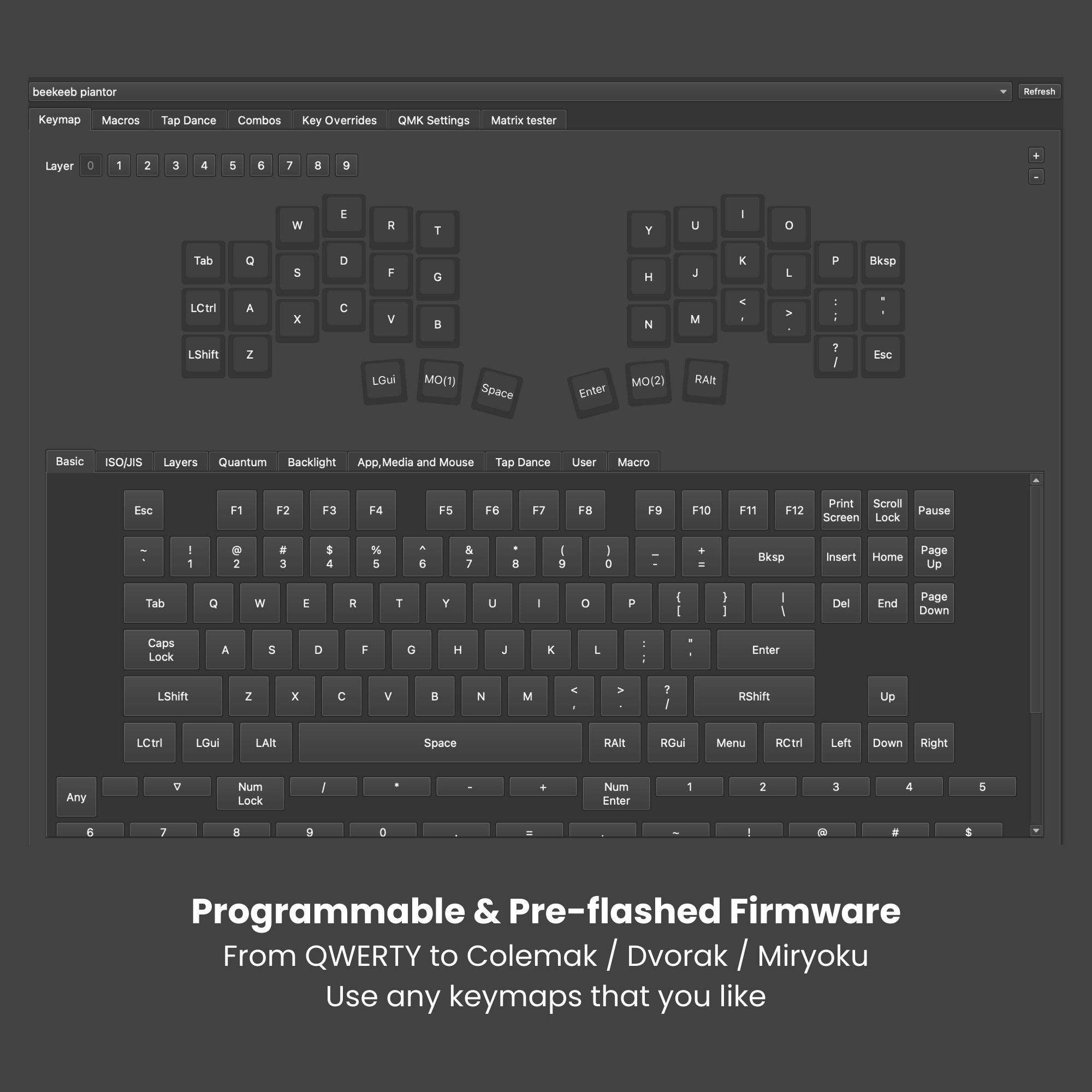 Pre-solder Piantor Pro Keyboard with USB-C connectors split keyboard VIAL