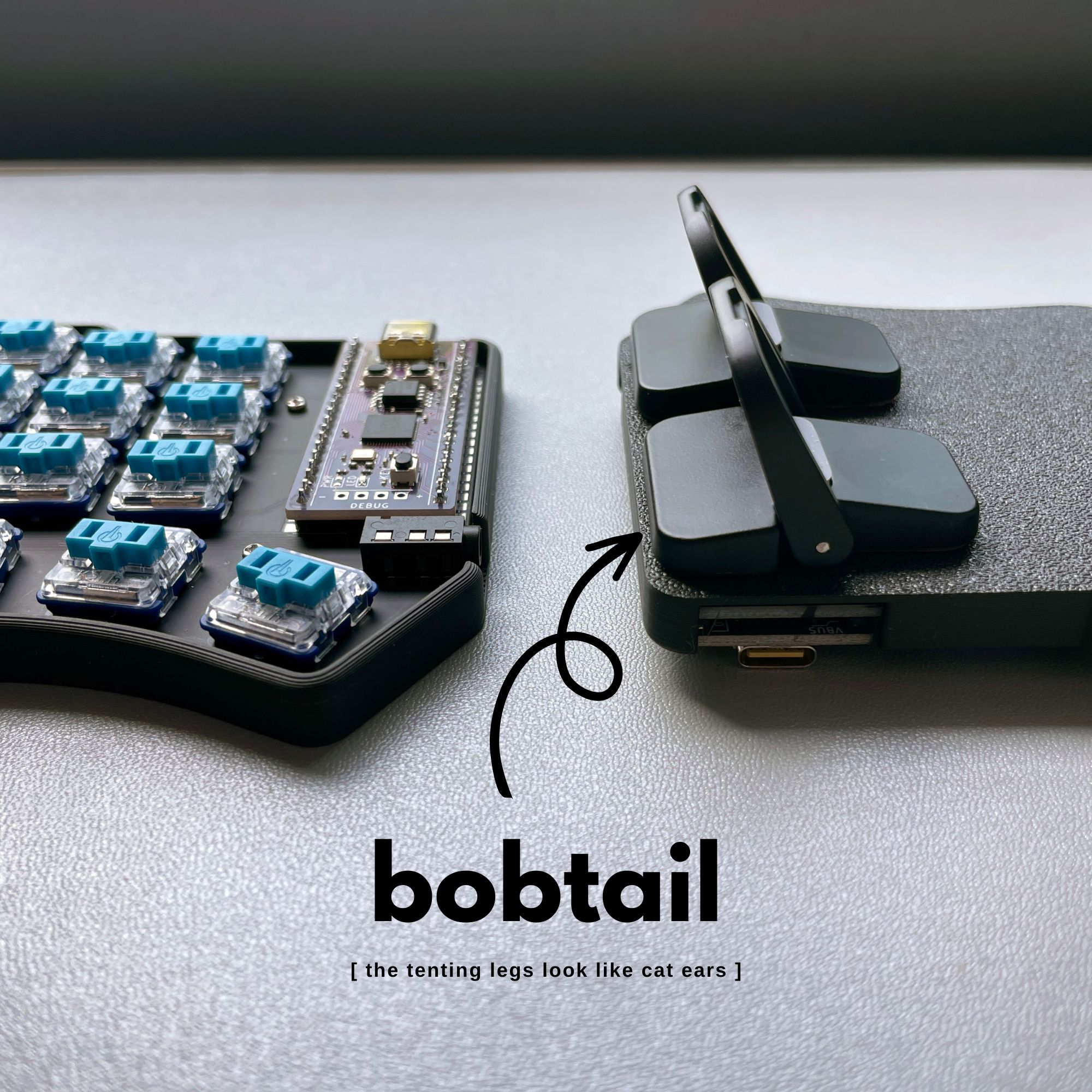 Bobtail Tenting Legs for Split Keyboards