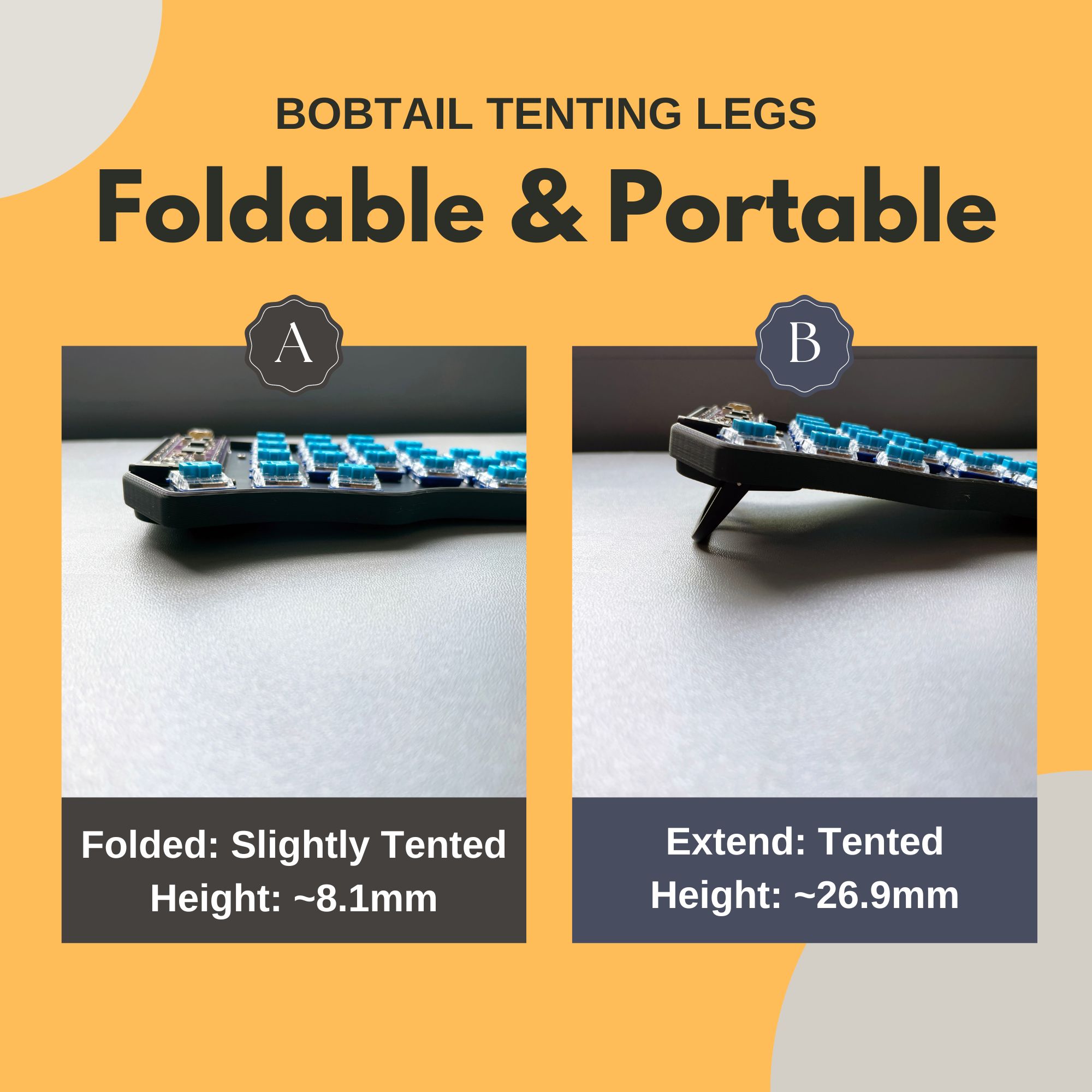 Bobtail Tenting Legs for Split Keyboards