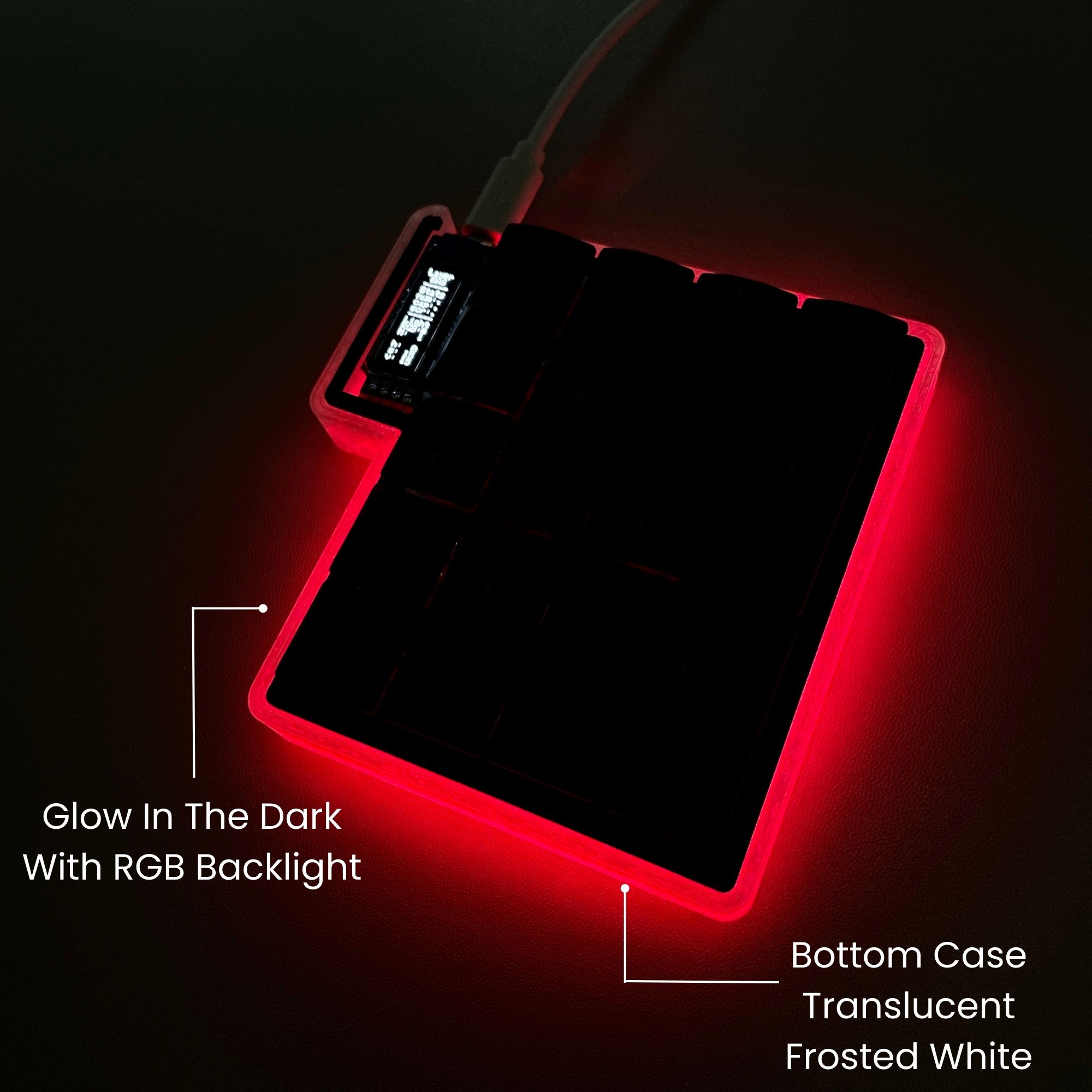Pre-soldered Yampad v2.0 with case and rgb leds, demo: OLED display and 3D printed case and glow in the dark effect
