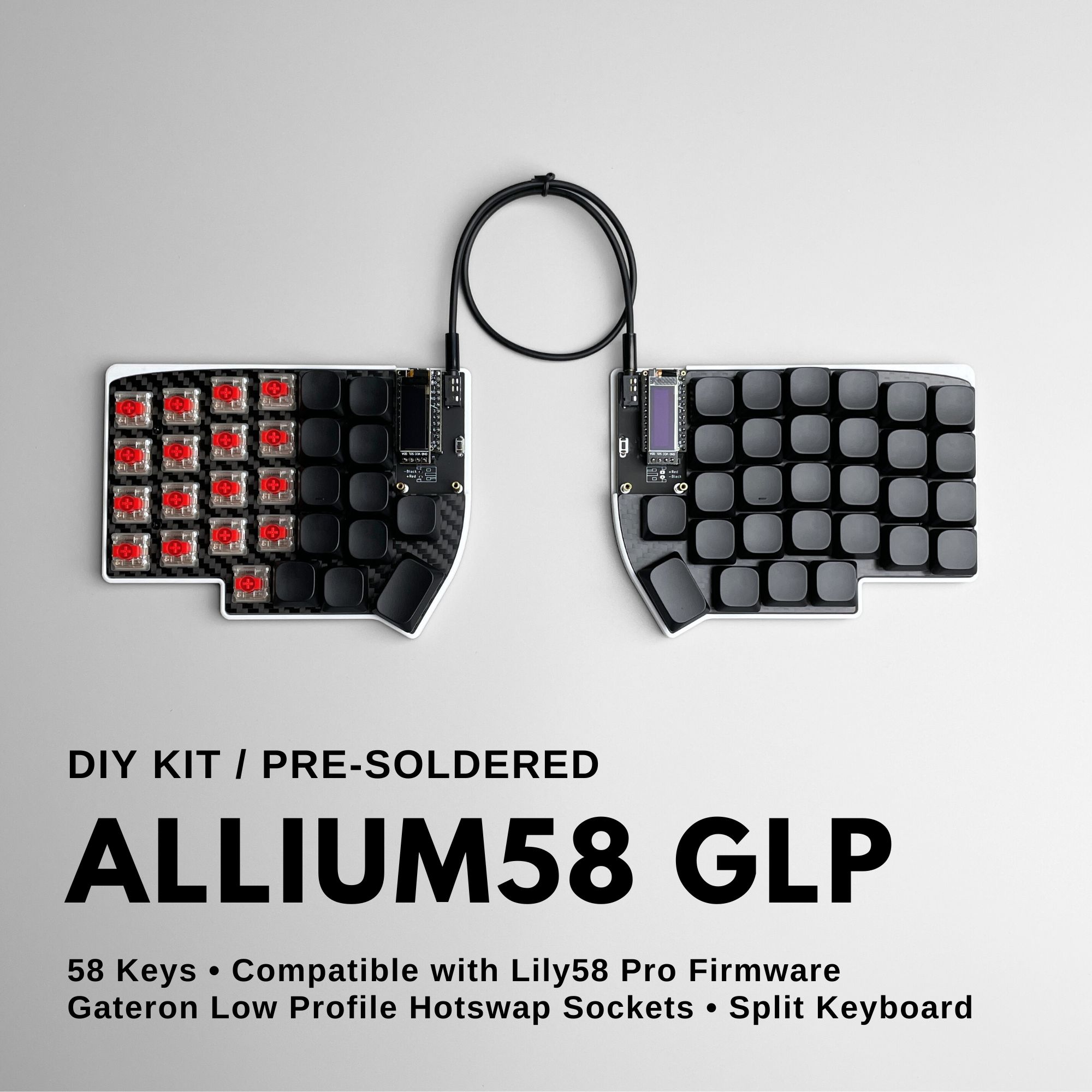 The Allium58 is an open source 6*4+4keys column-staggered split keyboard. It is based on Lily58 Pro created by kata0510. The Allium58 shares the same layout as the Lily58 Pro and also supports using the original Lily58 Pro firmware. However, several changes have been made to the board: Enhanced Wireless Capability: The Allium58 is designed to be more suitable for wireless builds. It provides native support for utilizing power-saving nice!view or other memory-in-pixel displays. This allows for efficient power management and extended battery life. Improved Battery Management: To enhance battery management, power switches and JST battery sockets have been added to the Allium58. These additions make it easier to control power supply and facilitate seamless battery replacement. GLP (Gateron Low Profile) Socket Compatibility: A variant of Allium58 that works with Gateron Low Profile sockets. This allows for the use of Gateron KS-27/KS-33 low-profile key switches.